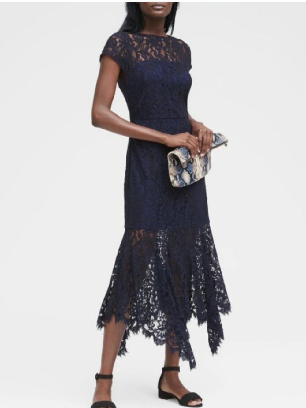 Banana Republic Lace Trumpet Midi Dress 6P